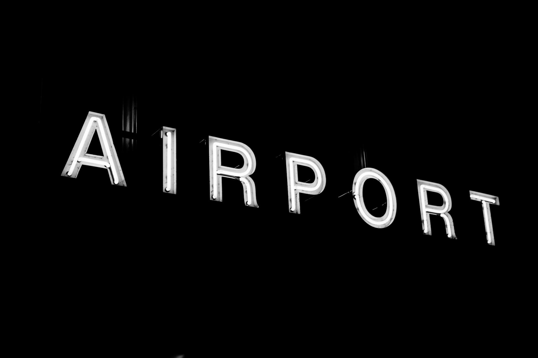 sign airport neon illuminated area