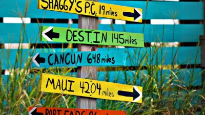 brown wooden destination arrow guide